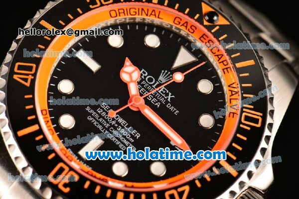 Rolex Sea-Dweller Deepsea Asia 2813 Automatic Steel Case/Strap with Black Dial and Orange Diver Index - Click Image to Close